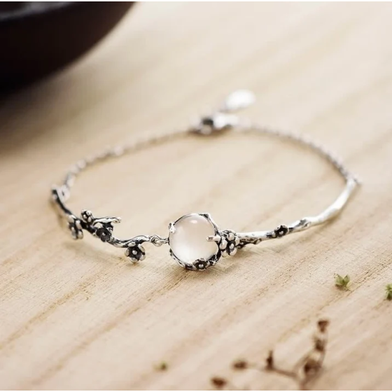 Buddha Stones Plum Blossom Jade Bracelet – "Passing On Blessings and Harmony"