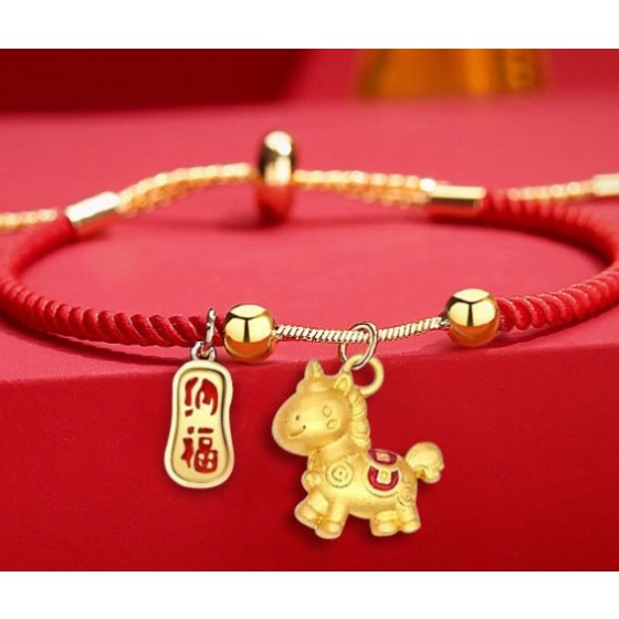 New Chinese Style Zodiac Year of the Horse Red String Bracelet – New Year Blessing, Fashionable Vintage Adjustable Bracelet, New Year Gift