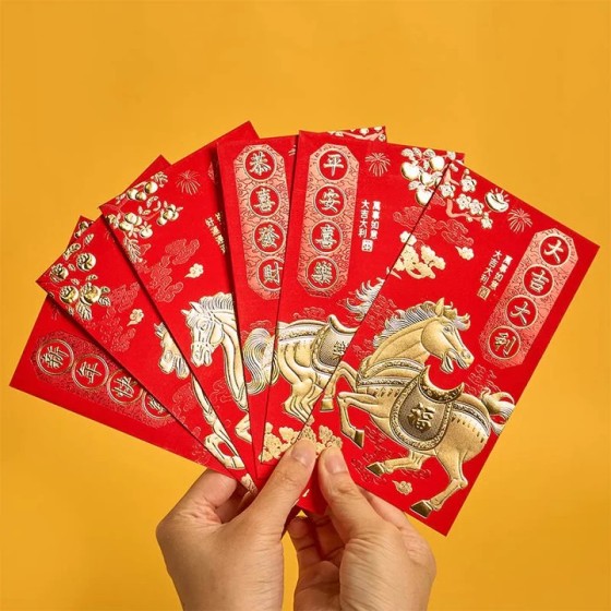 2026 New Year Blessing Gift Box Set – Includes 6 Zodiac Horse Ornaments (with Buddha Statues & Red Envelopes), Perfect Festival Decoration for Families, Friends, Home & Office