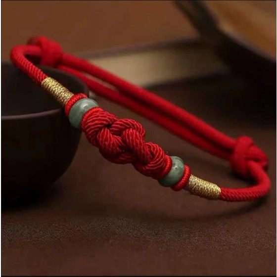 Buddha Stone Red String Jade Lucky Knot Braided Couple Bracelets