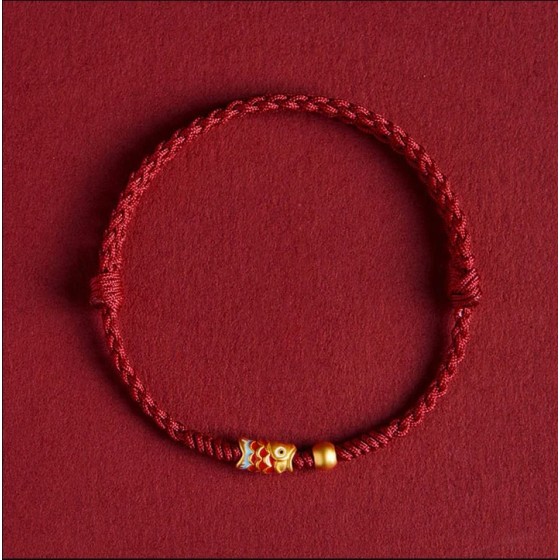 Handmade Buddha Stone & 925 Sterling Silver Bracelet – Braided Cord with Koi Fish Motif, for Wealth & Success